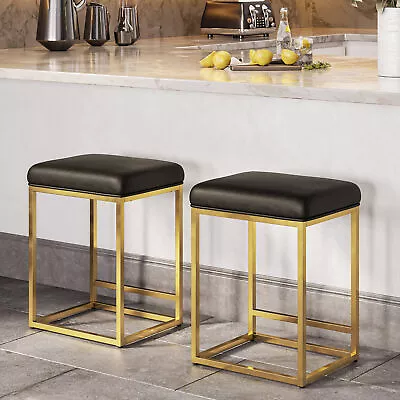 24 /30  Upholstered PU Leather Bar Stools With Metal Base • $109.95