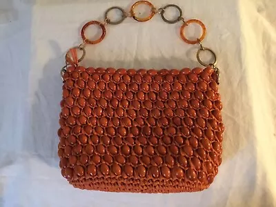 $31 • Buy Vintage Barbara Lee Orange Beaded Straw Purse Made In Italy