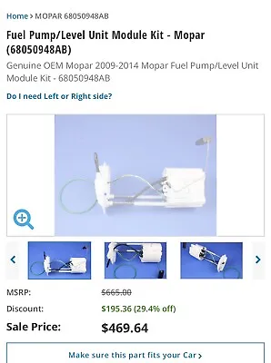 Fuel Pump/Level Unit Module Kit - Mopar (68050948AB) • $380