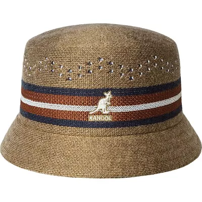 NEW Kangol Slick Stripe Bin Bucket Hat - Camel / Brown - Medium • $58