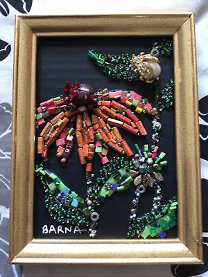 Vintage Jewelry Art Coral Flower & Beetle Coral Beads Necklaces  Framed • $34.90