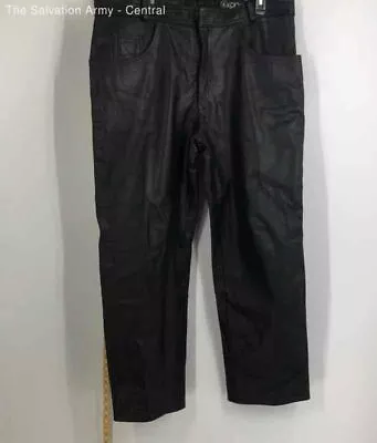 Vintage L Kookie Mens Black Genuine Leather Flat Front Dress Pants Size 42 • $9.99