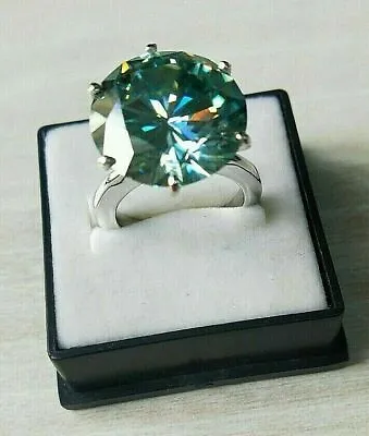 $39.85 • Buy Natural 8.00 Ct. Stunning Green Blue Diamond Ring 14K White Gold Over