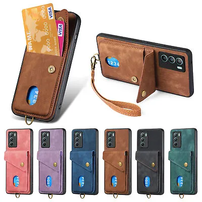For Vivo Y11 Y12 Y15 Y17 Y3 Y15s Retro Leather Case Card Holder Cover With Strap • $12.09