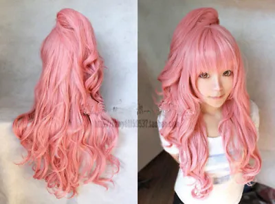 Popular Megurine Luka Long Smoke Pink Wigs Wavy Cosplay Wig With Clip Ponytail • $23.80