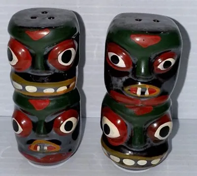 Vintage 1950’s Tiki Totem Pole Salt & Pepper Shakers By Victoria Ceramics Japan • $14