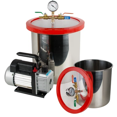 $189 • Buy 5Gallon Stainless Degassing Chamber Silicone Kit+1/4HP 3CFM Vacuum Pump Hose