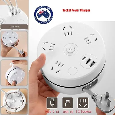 1.8m Intelligent 4 Socket Outlets Power Board Strip Surge Protected USB Charger • $17.09