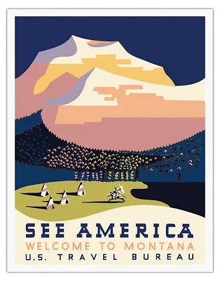 Welcome To Montana See America - Vintage Travel Poster By Richard Halls 1936 • $27.98