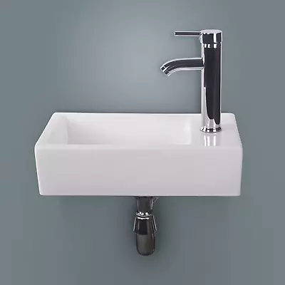 14 X7  BATHROOM SINK WALL MOUNT TURNER VITREOUS RECTANULAR RIGHT FAUCET HOLE NEW • $34