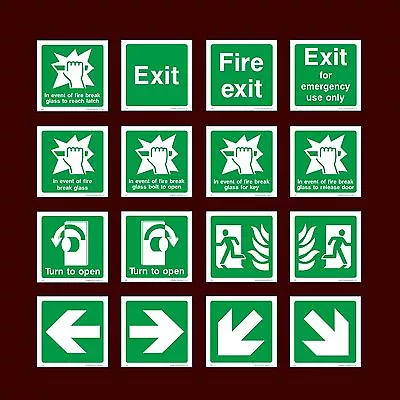 £1.19 • Buy Turn To Open / Fire Exit / Break Glass / Emergency Exit - Plastic Sign, Sticker