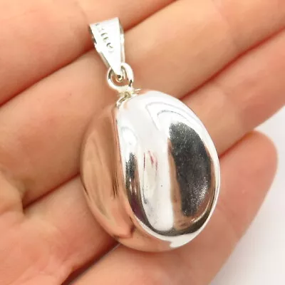 925 Sterling Silver Vintage Mexico Concave Design Hollow Pendant • $70.99