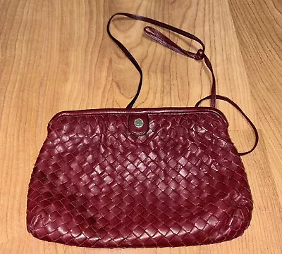 Vintage Morris Moskowitz Leather Convertible Clutch Crossbody Bag Purse Maroon • $40