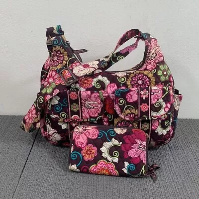 Vera Bradley Matching Crossbody Bag & Wallet Medium Retired Mod Floral Pink • $33.74