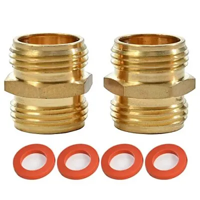 2 Pack 3/4 Inch Brass Garden Hose Adapter Male To Male Quick Connector • $7.68