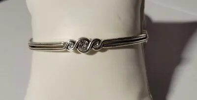 Brighton INFINITY SPARKLE Silver Bangle Bracelet 4 Stations NWOT W/Heart Tin • $37.98