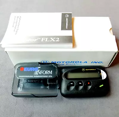 MOTOROLA Scriptor FLX2 Linguist Vintage Beeper Pager New Box+Instructions+Case • $87