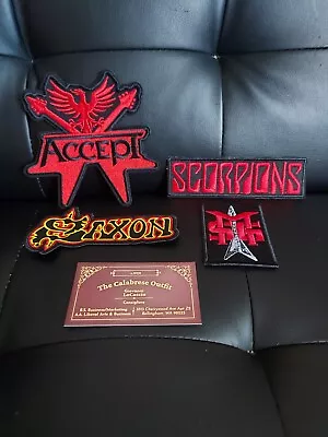4 Metel Band Patches Embroidered: M.S.G.-Scorpions-Accept-Saxon-NWOT's • $16.99