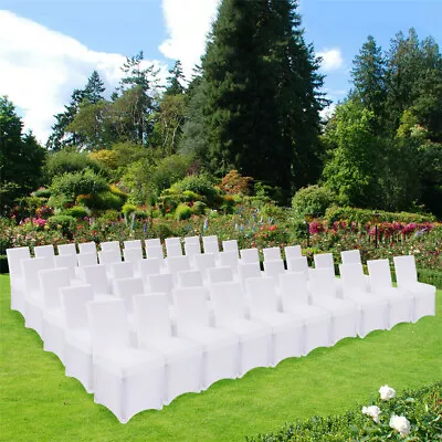 £1.99 • Buy 1/50/100X Wedding Chair Covers Spandex Stretch Seat Cover Dining White Black UK