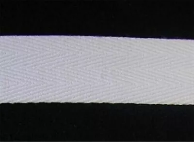 Minerva 38mm Cotton Herringbone Webbing Tape White - Per Metre • £1.69