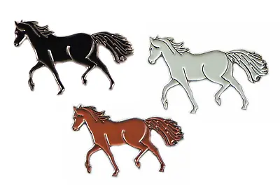 Set Of 3 Horse Metal Enamel Pin Badge - Black Grey Brown - (Three Equine Badges) • £5.55