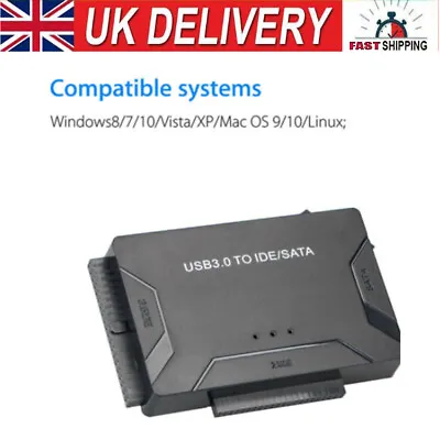 USB 3.0 To IDE & SATA Converter External Hard Drive Adapter 2.5 /3.5  Cable NEW • £22.79