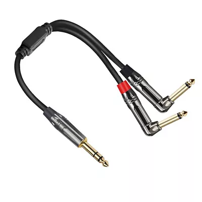 TRS 1/4 Male To Dual TS 1/4 Male Right Angle Stereo Breakout Splitter Y Cable  • $17.99