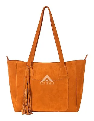 Women's Suede Real Leather Slouchy Tote Bag Daily Fashion Messenger Shoulder Bag • £39.99