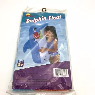 Vintage Sunco Dolphin Float Inflatable Blow Up Blue New  Rare • $58.96
