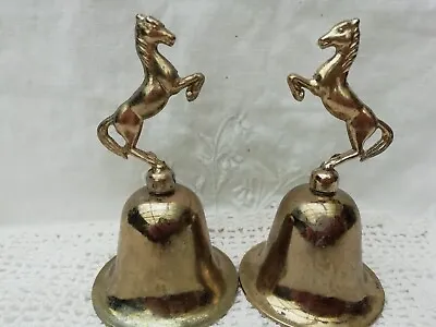 Pair Of Brass Rearing Horse Hand Bells • £9.99