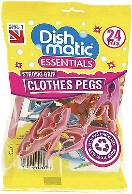 24 Super Strong Clothes Pegs Clip Washing Line Airer Dry Line Plastic Peg Garden • £4.29