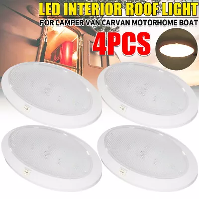 4x 12V LED Single Pancake Light Caravan Boat Interior Oval Ceiling Lamp Camper • $54.59