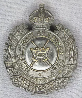 10th County Of London Regiment Paddington Rifles British Army Cap Badge Blacken • £15