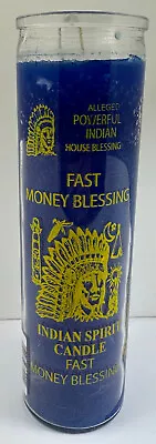 Fast Money Blessings Indian Spirit  7 Day Glass Jar Ritual Type Unscented Candle • $6