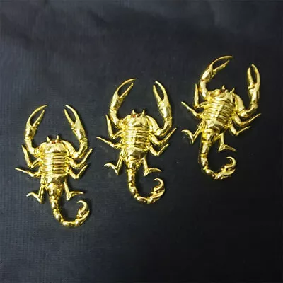 3x Left Scorpion Golden Chrome Metal Decal Emblem Sticker Badge SPORT 3D Edition • $19.98