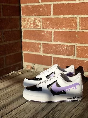 Custom Black/Purple/White AF1s- Dripping Effect With Black Accents. • $108