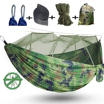 2 Persons Camping Hammock Tent With Mosquito Net Outdoor Nylon Swing Hanging Bed • $17.99