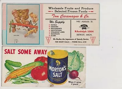 Vintage Ink Blotter Mortons Salt & Tom Caramagno Co Detroit Michigan Nuttin Doin • $16.99