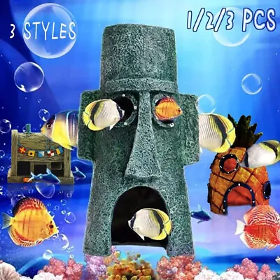 For Alien Spongebob Pineapple House Hole Fish Tank Decoration Aquarium Ornament • $11.03