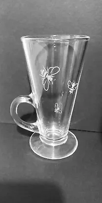 Bees Engraved Latte Cappuccino Coffee Tea Mocha Glass Mug Gift • £12.45
