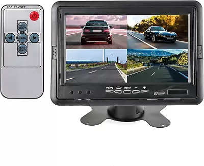 7 Inch TFT LCD Monitor Quad Split HD Displays Screen 4 Channels RCA Video Inputs • $120.21