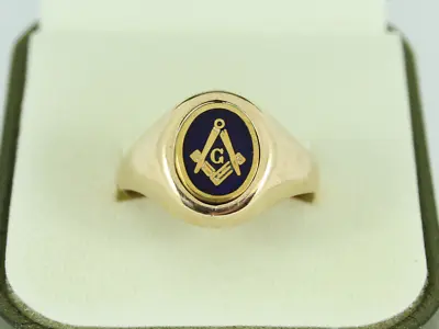 Masonic Signet Swivel Ring Gents 9ct Gold Size V 1/2 375 5.5g Et6 • £1001.88