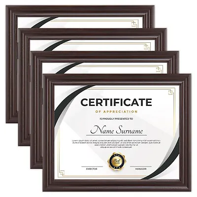 Document Frames 8.5x11 Wood Certificate Frames Wall Or Tabletop  Set Of 4 Brown • $25