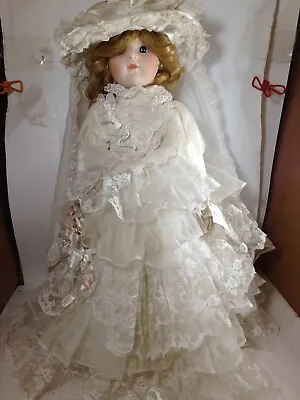 BRADLEY DOLL Porcelain Bride Musical Wedding March 19” • $26.45