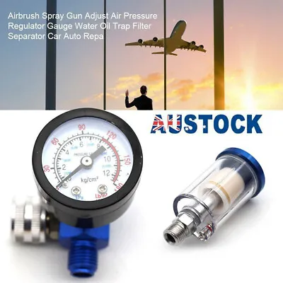 Airbrush Spray Gun Air Pressure Regulator Gauge Oil Water Trap Separator Filter • $23.90
