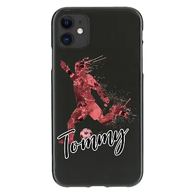 Personalised Initial Phone Case For IPhone 14/13/12/X Red Football TPU Gel Cover • £6.49