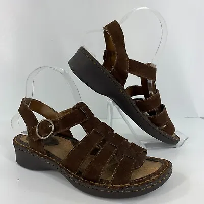 Cabelas Gladiator Sandals Sz 9 Leather Shoes Boho Heel Strappy Caged Suede • $19.99