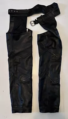 Harley Davidson Black Leather Motorcycle Chaps Riding Gear Size Medium • $0.99