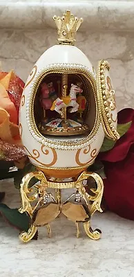 ONLYONE Faberge Egg Ballerina Horse Carousel Music Box Ballet Ornament 24k Gold  • $999