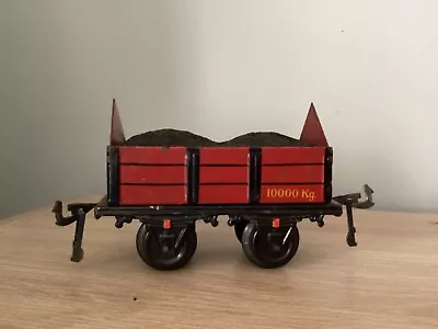 BING O GAUGE 1920s 10000Kg OPEN COAL WAGON With LOAD  . Red/ Black • $50